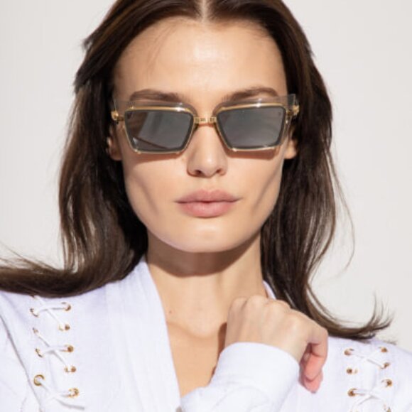 NEW BALMAIN ADMIRABLE BPS-130B UNISEX GREY/GOLD SUNGLASSES BALMAIN